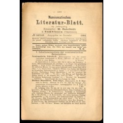 Numismatisches Literatur-Blatt. 25. Jahrgang (1904). Nr 142-143 (Dezember 1904)