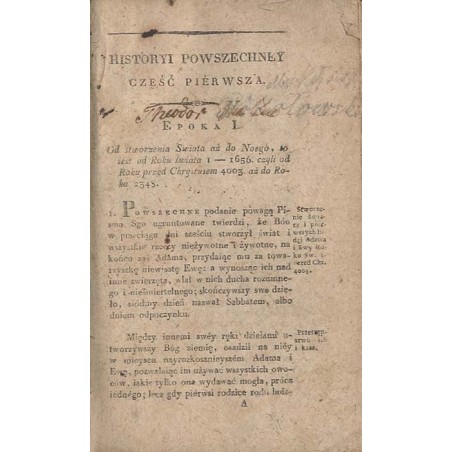 Historyi powszechney część piérwsza