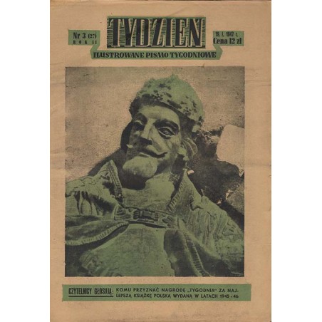 Tydzień. Ilustrowane pismo tygodniowe. R.2 (1947). Nr 3 (27) (19 stycznia 1947)