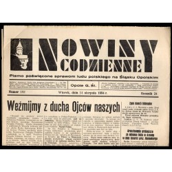 Nowiny Codzienne. Pismo poświęcone sprawom ludu polskiego na Śląsku Opolskim. R.24 (1934). Nr 182 (14 sierpnia 1934)
