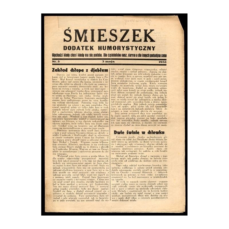 Śmieszek. Dodatek humorystyczny. 1932. Nr 5 (3 maja 1932)