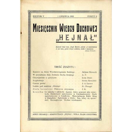 "Hejnał". Miesięcznik poświęcony wiedzy duchowej. R. 5 (1933). Z. 6 (1 czerwca 1933)