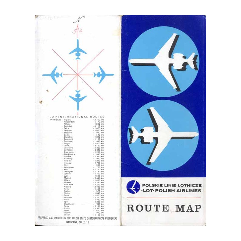 Polskie Linie Lotnicze "Lot" Polish Airlines. Route Map