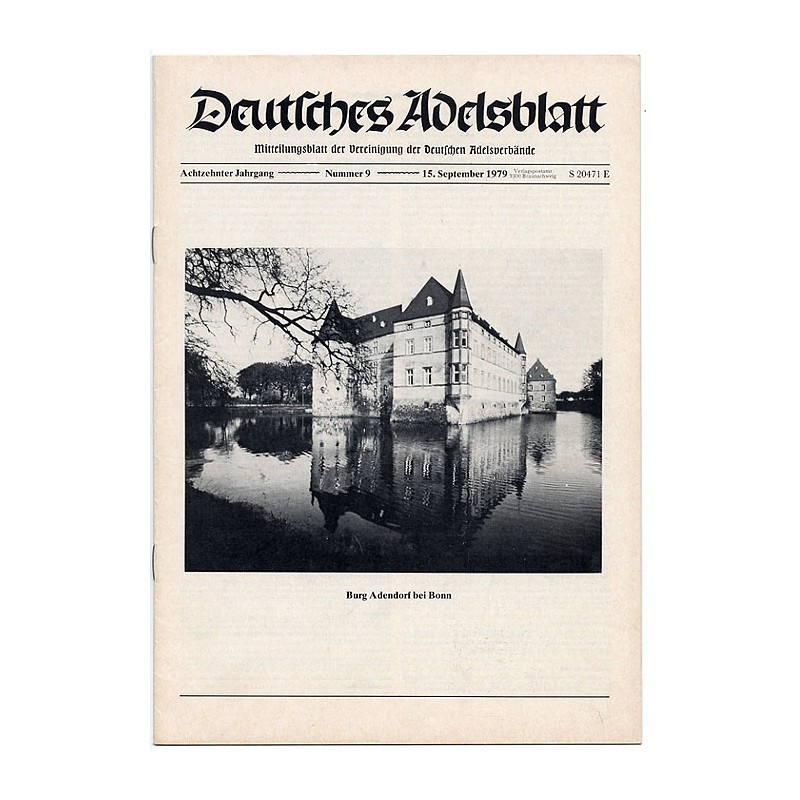 Deutsches Adelsblatt. 18. Jahrgang (1979). Nr 9 (15 IX 1979) [Burg Adendorf bei Bonn]