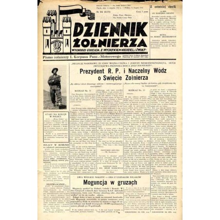 Dziennik Żołnierza. [...] Pismo żołnierzy I. Korpusu Panc.-Motorowego. R.3 (1942). Nr 86 (619) (14 sierpnia 1942) / ORP Kujawiak