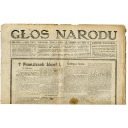 Głos Narodu. R.26 (1916). Nr 564 (22 listopada 1916). Wydanie wieczorne / powiadomienie o śmierci Franciszka Józefa I