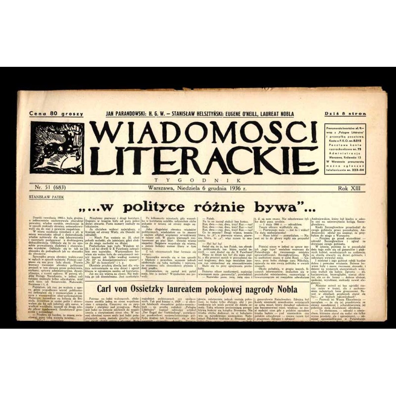 Wiadomości Literackie. Tygodnik. R.13 (1936). Nr 51 (683) (6 grudnia 1936)