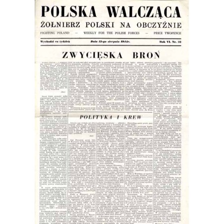 Polska Walcząca - Żołnierz Polski na Obczyźnie. Fighting Poland. Weekly for the Polish Forces. R.6 (1944). Nr 32 (12 sierpnia 19