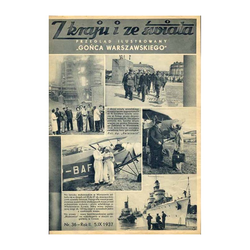 Z Kraju i ze Świata. Przegląd ilustrowany "Gońca Warszawskiego". R.2 (1937). Nr 36 (5 września 1937)