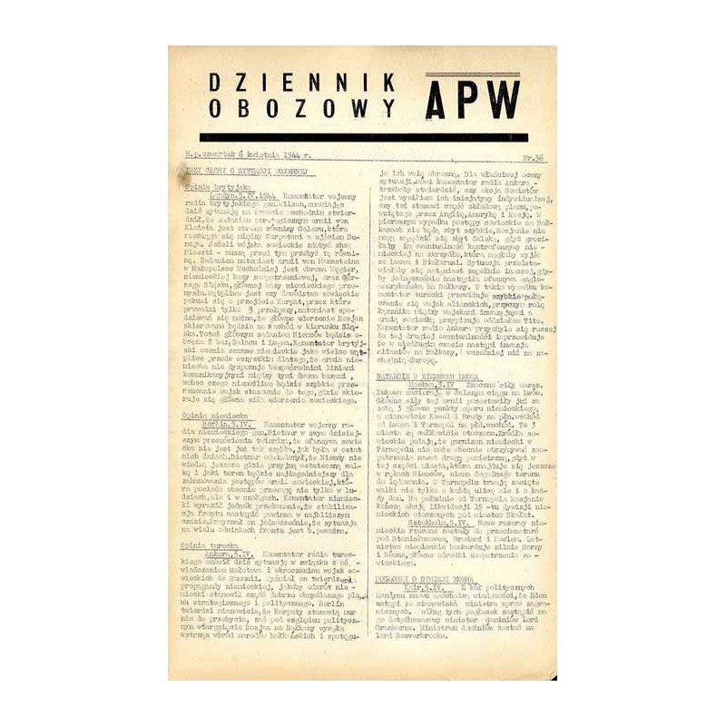 Dziennik Obozowy APW. 1944. Nr 56 (6 kwietnia 1944)