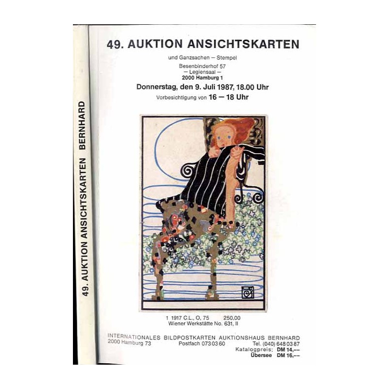 [Martin Bernhard] 49. Auktion Ansichtskarten und Ganzsachen - Stempel. Besenbinderhof 57, Legiensaal, 2000 Hamburg 1. Donnerstag