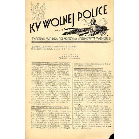 Ku Wolnej Polsce. Tygodnik Wojska Polskiego na Środkowym Wschodzie. Codzienny biuletyn informacyjny. 1942. Nr 31-B (9 marca 1942