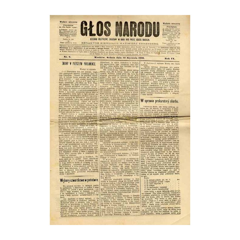 Głos Narodu. R.9 (1901). Nr 9 (12 stycznia 1901). Wydanie wieczorne
