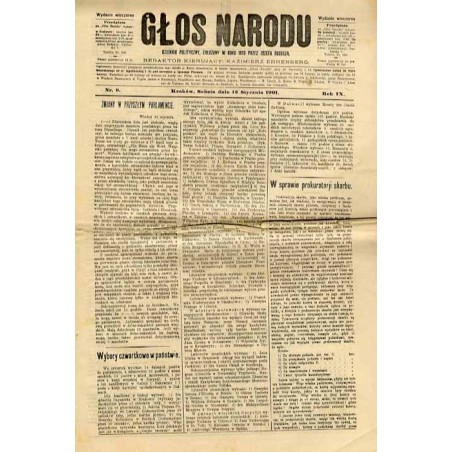 Głos Narodu. R.9 (1901). Nr 9 (12 stycznia 1901). Wydanie wieczorne