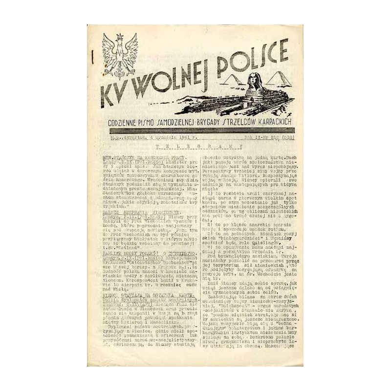 Ku Wolnej Polsce. Codzienne pismo Brygady Strzelców Karpackich. R.2 (1941). Nr 212 (318) (4 września 1941)