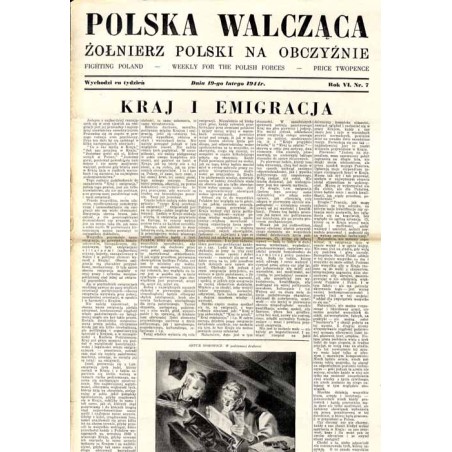 Polska Walcząca - Żołnierz Polski na Obczyźnie. Fighting Poland. Weekly for the Polish Forces. R.6 (1944). Nr 7 (19 lutego 1944)