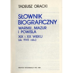 Słownik biograficzny Warmii, Mazur i Powiśla XIX i XX wieku (do 1945 roku)