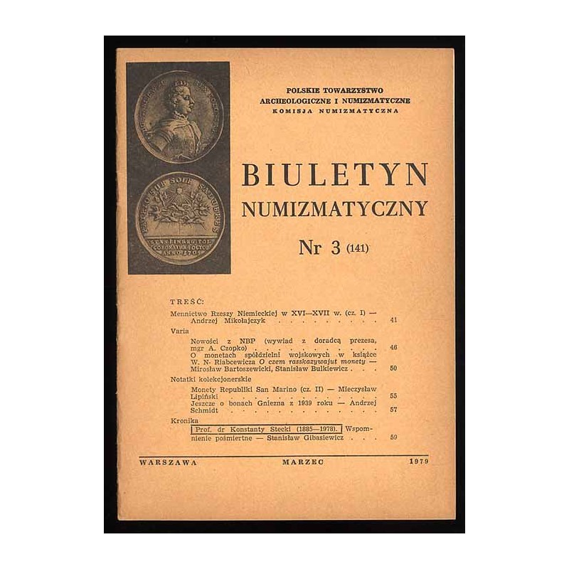Biuletyn Numizmatyczny. 1979. Nr 3 (141) (III 1979)