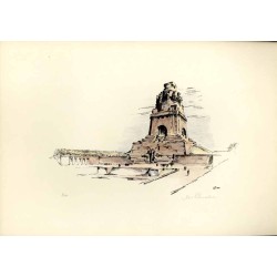 Motive aus Leipzig. Original-Lithographien von Max Schnabel. Altes Rathaus. Opern-Neubau. Thomaskirche. Bebauung am Ring. Völker