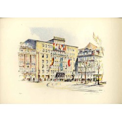Motive aus Leipzig. Original-Lithographien von Max Schnabel. Altes Rathaus. Opern-Neubau. Thomaskirche. Bebauung am Ring. Völker