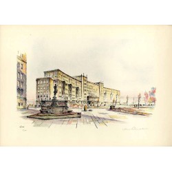 Motive aus Leipzig. Original-Lithographien von Max Schnabel. Altes Rathaus. Opern-Neubau. Thomaskirche. Bebauung am Ring. Völker