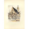 Motive aus Leipzig. Original-Lithographien von Max Schnabel. Altes Rathaus. Opern-Neubau. Thomaskirche. Bebauung am Ring. Völker