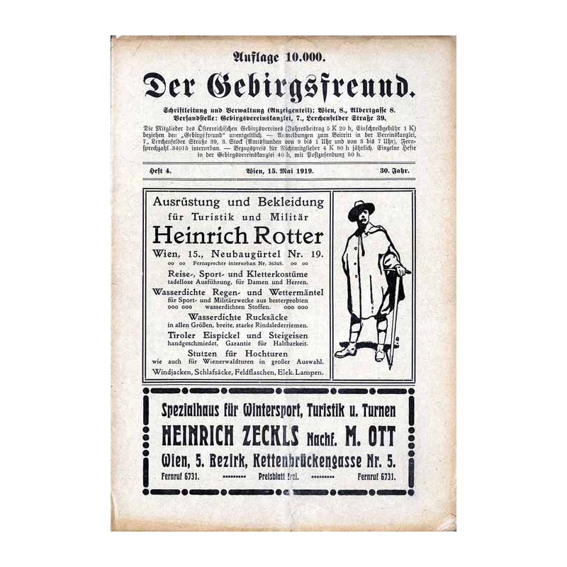 Der Gebirgsfreund. Zeitschrift des Oesterreichischen Gebirgsvereins. 30. Jahrgang (1919). H.4 (15. Mai 1919)