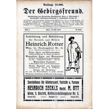 Der Gebirgsfreund. Zeitschrift des Oesterreichischen Gebirgsvereins. 30. Jahrgang (1919). H.4 (15. Mai 1919)