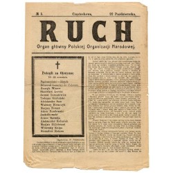 Ruch. Organ główny Polskiej Organizacji Narodowej. Nr 1 (22 X [1914])