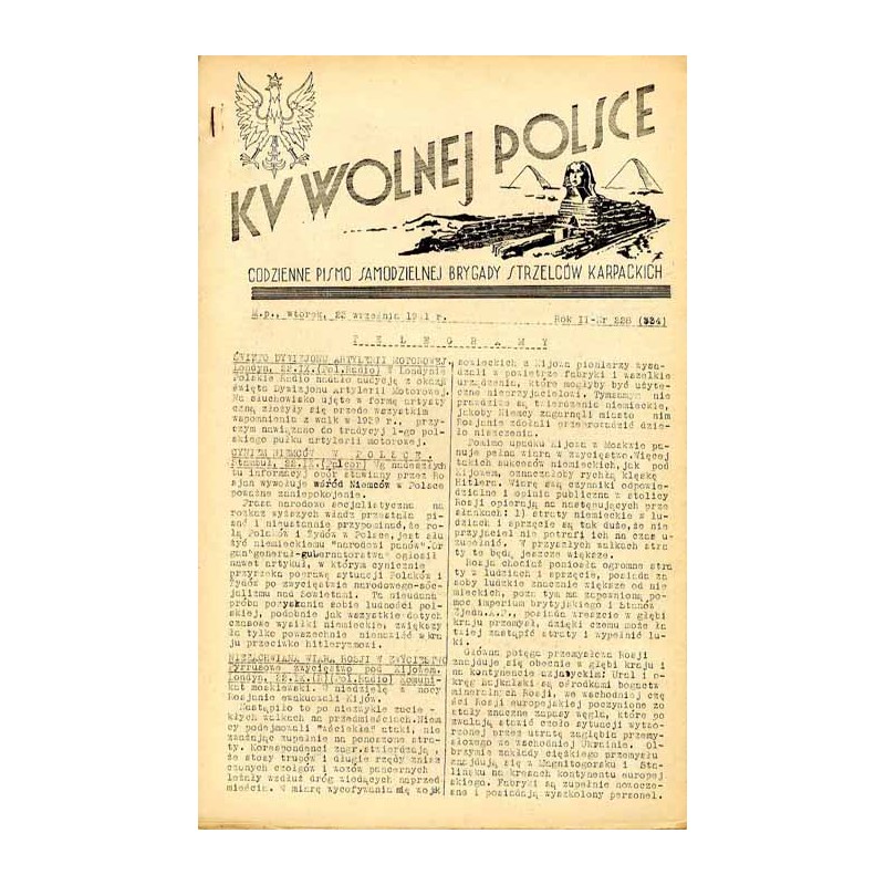 Ku Wolnej Polsce. Codzienne pismo Brygady Strzelców Karpackich. R.2 (1941). Nr 228 (334) (23 września 1941)