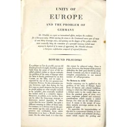 Unity of Europe and the problem of Germany