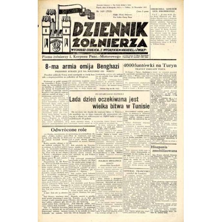 Dziennik Żołnierza. [...] Pismo żołnierzy I. Korpusu Panc.-Motorowego. R.3 (1942). Nr 169 (702) (20 listopada 1942)