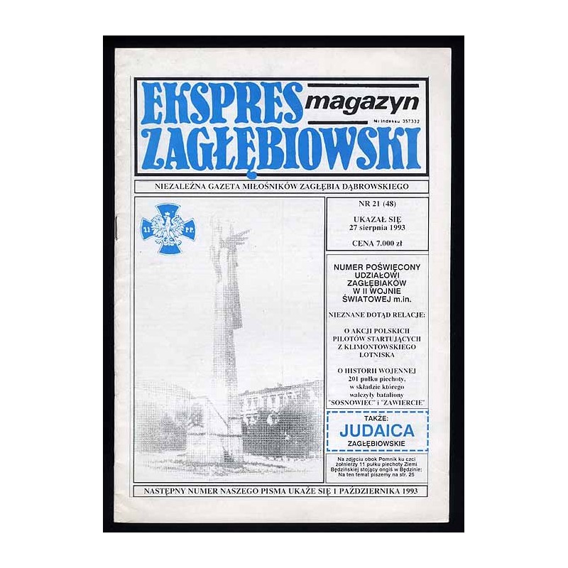 Ekspres Zagłębiowski. Magazyn. Niezależna gazeta miłośników Zagłębia Dąbrowskiego. R.4 (1993). Nr 21 (48)