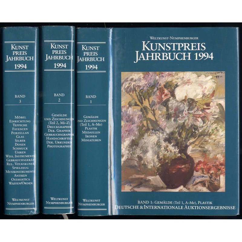 Kunstpreis Jahrbuch 1994. Deutsche und Internationale Auktionsergebnisse. 49. Jahrgang. Band 1-3 w 3 vol