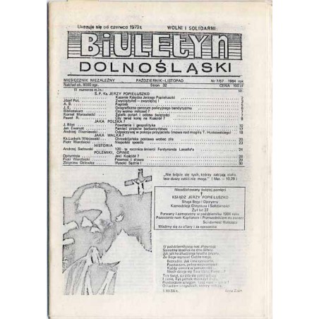 Biuletyn Dolnośląski. Miesięcznik niezależny. 1984. Nr 7/57 (Październik - Listopad 1984)