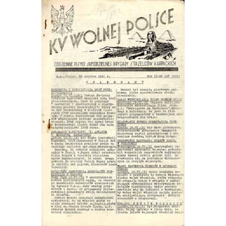 Ku Wolnej Polsce. Codzienne pismo Brygady Strzelców Karpackich. R.2 (1941). Nr 147 (253) (20 czerwca 1941)