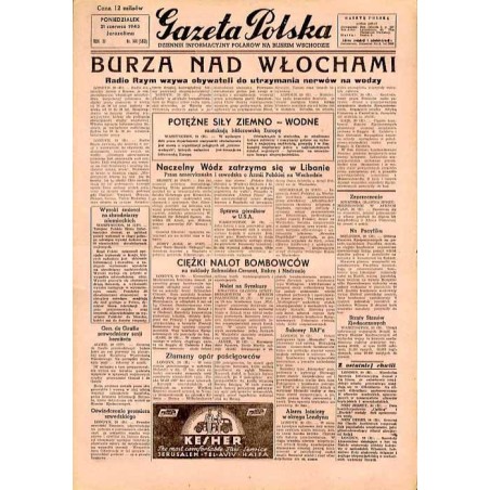 Gazeta Polska. Dziennik informacyjny Polaków na Bliskim Wschodzie. R.3 (1943). Nr 144 (583) (21 czerwca 1943)