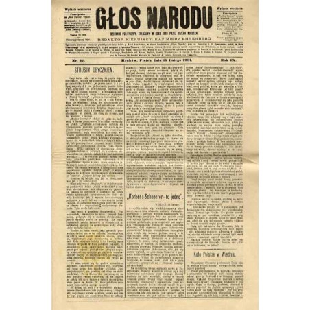 Głos Narodu. R.9 (1901). Nr 37 (15 lutego 1901). Wydanie wieczorne