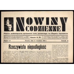 Nowiny Codzienne. Pismo poświęcone sprawom ludu polskiego na Śląsku Opolskim. R.24 (1934). Nr 218 (25 września 1934)