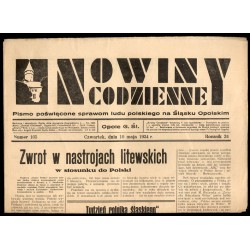 Nowiny Codzienne. Pismo poświęcone sprawom ludu polskiego na Śląsku Opolskim. R.24 (1934). Nr 105 (10 maja 1934)