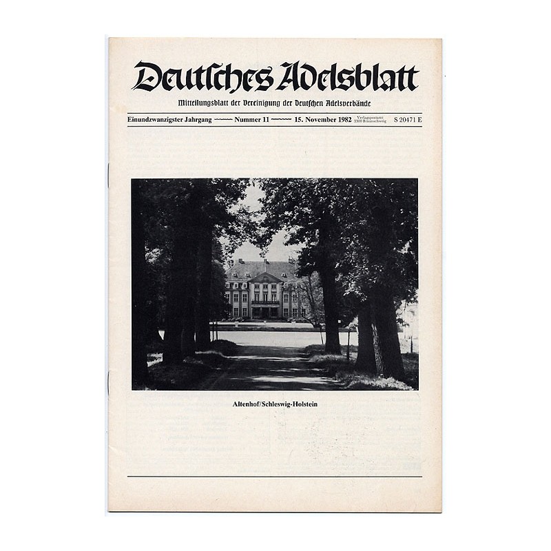 Deutsches Adelsblatt. 21. Jahrgang (1982). Nr 11 (15 XI 1982) [Altenhof / Schleswig-Holstein]