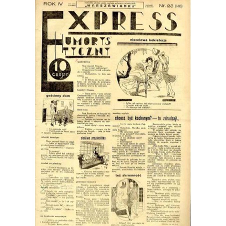 Express Humorystyczny. R.4 (1933). Nr 26 (148) / Marian Dąbrowski (Emden): Z kwiatu na kwiat. Romans Szyller Szkolnik: Z za kul