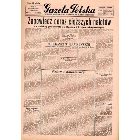 Gazeta Polska. Dziennik informacyjny Polaków na Bliskim Wschodzie. R.3 (1943). Nr 148 (587) (25 czerwca 1943)