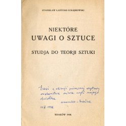 Niektóre uwagi o sztuce. Studja do teorji sztuki