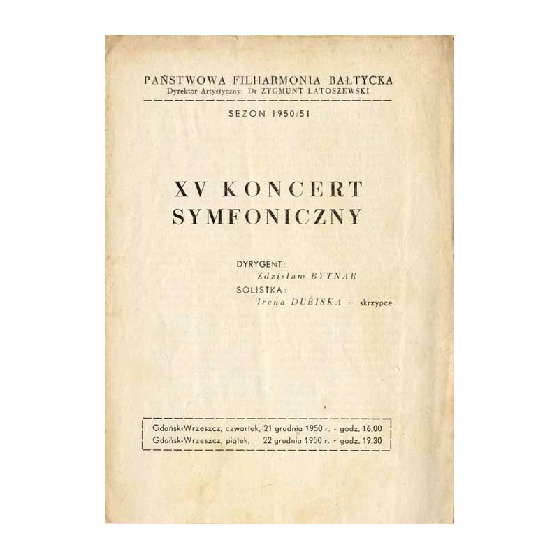 XV Koncert Symfoniczny. Sezon 1950/51