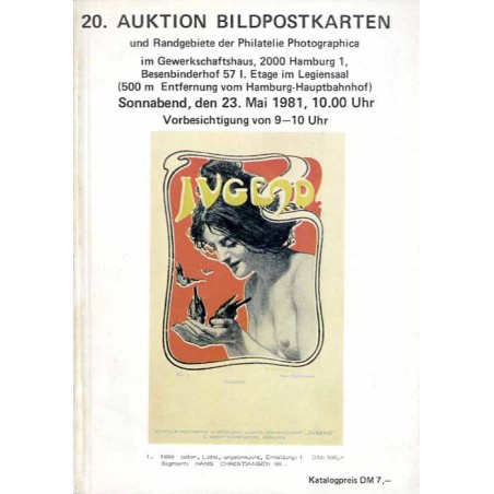 [Martin Bernhard] 20. Auktion Bildpostkarten und Randgebiete der Philatelie Photographica im Gewerkschaftshaus, 2000 Hamburg 1.