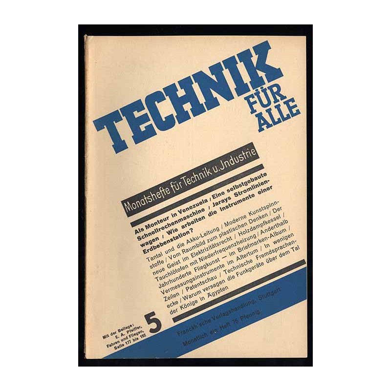 Technik für Alle. Monatshefte für Technik u. Industrie. 22. Jahrgang (1935/36). Heft 5