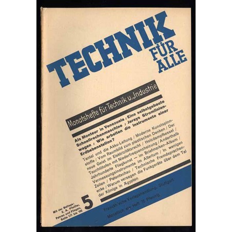 Technik für Alle. Monatshefte für Technik u. Industrie. 22. Jahrgang (1935/36). Heft 5
