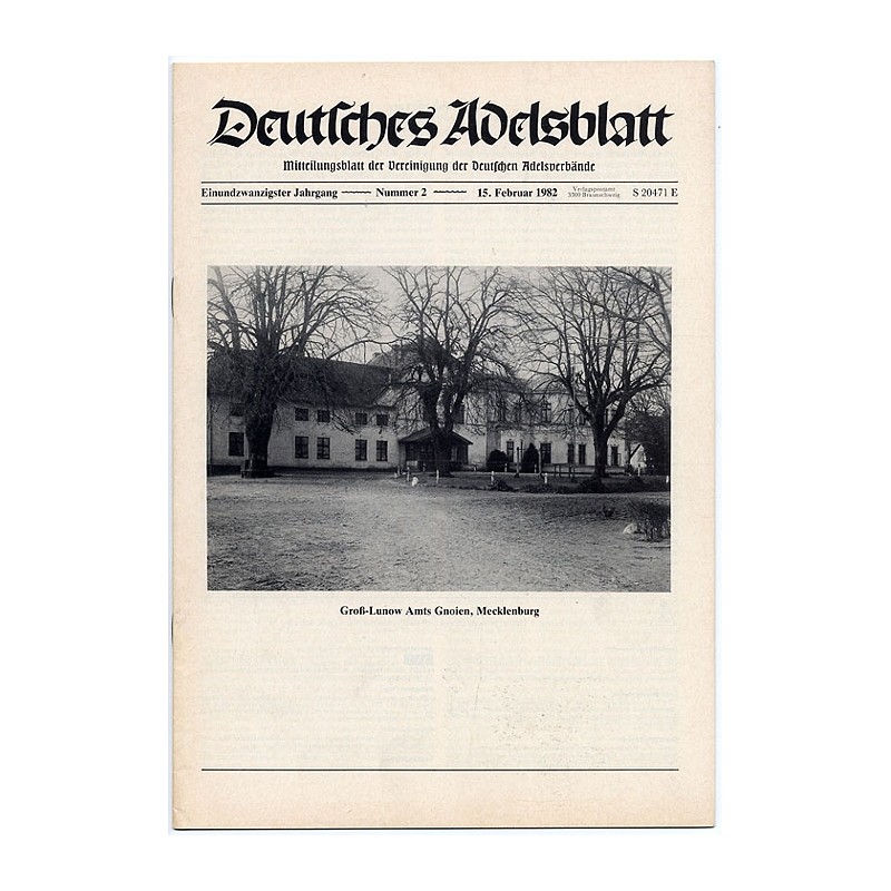 Deutsches Adelsblatt. 21. Jahrgang (1982). Nr 2 (15 II 1982) [Groß-Lunow Amts Gnoien, Mecklenburg]