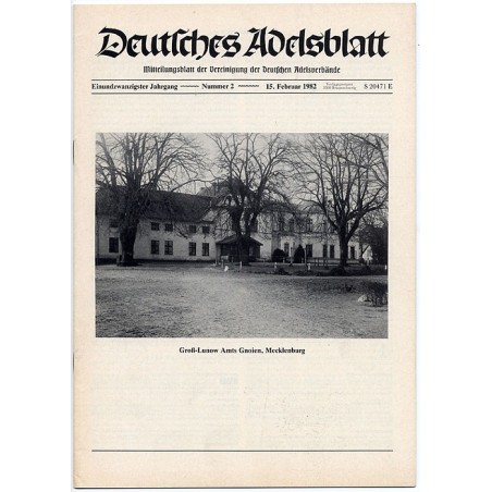 Deutsches Adelsblatt. 21. Jahrgang (1982). Nr 2 (15 II 1982) [Groß-Lunow Amts Gnoien, Mecklenburg]